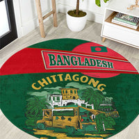 Bangladesh Chittagong Heritage Round Carpet with National Emblem and Flag