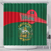 Bangladesh Chittagong Heritage Shower Curtain with National Emblem and Flag