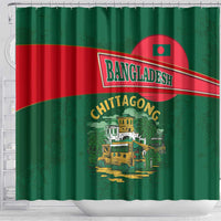 Bangladesh Chittagong Heritage Shower Curtain with National Emblem and Flag