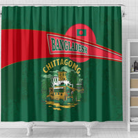 Bangladesh Chittagong Heritage Shower Curtain with National Emblem and Flag