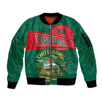 Bangladesh Chittagong Heritage Sleeve Zip Bomber Jacket with National Emblem and Flag