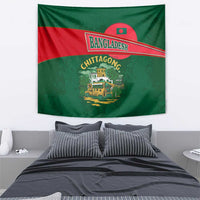 Bangladesh Chittagong Heritage Tapestry with National Emblem and Flag