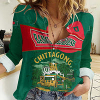 Bangladesh Chittagong Heritage Women Casual Shirt with National Emblem and Flag