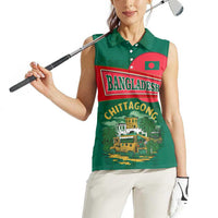 Bangladesh Chittagong Heritage Women Sleeveless Polo Shirt with National Emblem and Flag