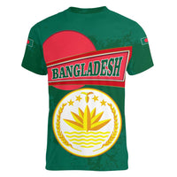 Bangladesh Chittagong Heritage Women V-Neck T-Shirt with National Emblem and Flag