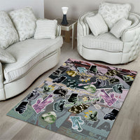 Personalized Made By Human Imperfect Statue Faces Area Rug Handmade Look Grunge Collage Pop Art