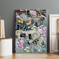 Personalized Made By Human Imperfect Statue Faces Canvas Wall Art Handmade Look Grunge Collage Pop Art