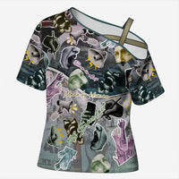Personalized Made By Human Imperfect Statue Faces Cross Shoulder Shirt Handmade Look Grunge Collage Pop Art