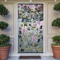 Personalized Made By Human Imperfect Statue Faces Door Cover Handmade Look Grunge Collage Pop Art