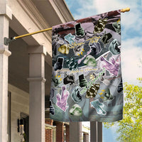 Personalized Made By Human Imperfect Statue Faces Garden Flag Handmade Look Grunge Collage Pop Art