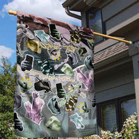Personalized Made By Human Imperfect Statue Faces Garden Flag Handmade Look Grunge Collage Pop Art
