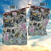 Personalized Made By Human Imperfect Statue Faces Garden Flag Handmade Look Grunge Collage Pop Art