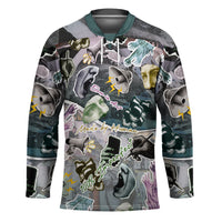 Personalized Made By Human Imperfect Statue Faces Hockey Jersey Handmade Look Grunge Collage Pop Art