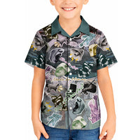 Personalized Made By Human Imperfect Statue Faces Kid Hawaiian Shirt Handmade Look Grunge Collage Pop Art
