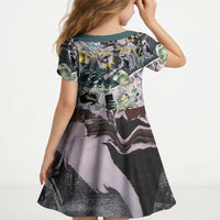 Personalized Made By Human Imperfect Statue Faces Kid Short Sleeve Dress Handmade Look Grunge Collage Pop Art