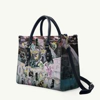 Personalized Made By Human Imperfect Statue Faces Leather Bag Handmade Look Grunge Collage Pop Art