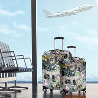 Personalized Made By Human Imperfect Statue Faces Luggage Cover Handmade Look Grunge Collage Pop Art