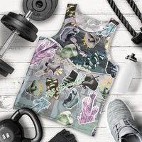 Personalized Made By Human Imperfect Statue Faces Men Tank Top Handmade Look Grunge Collage Pop Art