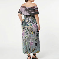 Personalized Made By Human Imperfect Statue Faces Off Shoulder Maxi Dress Handmade Look Grunge Collage Pop Art
