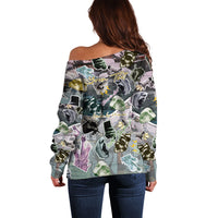 Personalized Made By Human Imperfect Statue Faces Off Shoulder Sweater Handmade Look Grunge Collage Pop Art