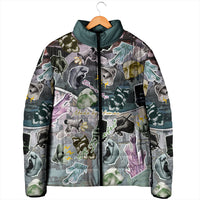 Personalized Made By Human Imperfect Statue Faces Padded Jacket Handmade Look Grunge Collage Pop Art
