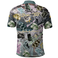 Personalized Made By Human Imperfect Statue Faces Polo Shirt Handmade Look Grunge Collage Pop Art