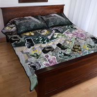 Personalized Made By Human Imperfect Statue Faces Quilt Bed Set Handmade Look Grunge Collage Pop Art