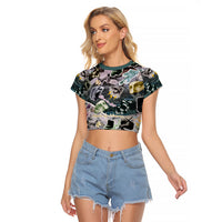 Personalized Made By Human Imperfect Statue Faces Raglan Cropped T Shirt Handmade Look Grunge Collage Pop Art