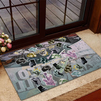 Personalized Made By Human Imperfect Statue Faces Rubber Doormat Handmade Look Grunge Collage Pop Art