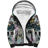 Personalized Made By Human Imperfect Statue Faces Sherpa Hoodie Handmade Look Grunge Collage Pop Art