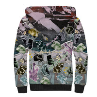 Personalized Made By Human Imperfect Statue Faces Sherpa Hoodie Handmade Look Grunge Collage Pop Art