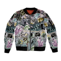 Personalized Made By Human Imperfect Statue Faces Sleeve Zip Bomber Jacket Handmade Look Grunge Collage Pop Art