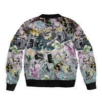 Personalized Made By Human Imperfect Statue Faces Sleeve Zip Bomber Jacket Handmade Look Grunge Collage Pop Art