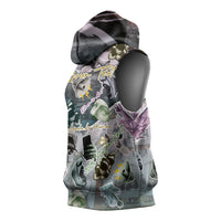 Personalized Made By Human Imperfect Statue Faces Sleeveless Hoodie Handmade Look Grunge Collage Pop Art