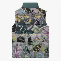 Personalized Made By Human Imperfect Statue Faces Sleeveless Puffer Jacket Handmade Look Grunge Collage Pop Art