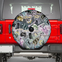 Personalized Made By Human Imperfect Statue Faces Spare Tire Cover Handmade Look Grunge Collage Pop Art