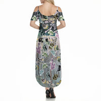 Personalized Made By Human Imperfect Statue Faces Summer Maxi Dress Handmade Look Grunge Collage Pop Art