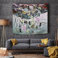 Personalized Made By Human Imperfect Statue Faces Tapestry Handmade Look Grunge Collage Pop Art