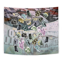 Personalized Made By Human Imperfect Statue Faces Tapestry Handmade Look Grunge Collage Pop Art
