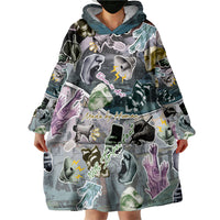 Personalized Made By Human Imperfect Statue Faces Wearable Blanket Hoodie Handmade Look Grunge Collage Pop Art