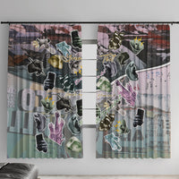 Personalized Made By Human Imperfect Statue Faces Window Curtain Handmade Look Grunge Collage Pop Art