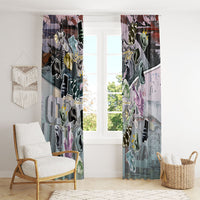 Personalized Made By Human Imperfect Statue Faces Window Curtain Handmade Look Grunge Collage Pop Art