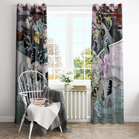 Personalized Made By Human Imperfect Statue Faces Window Curtain Handmade Look Grunge Collage Pop Art