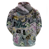 Personalized Made By Human Imperfect Statue Faces Zip Hoodie Handmade Look Grunge Collage Pop Art