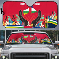 Central African Republic Auto Sun Shade with Red Blue Green Tribal Design and National Flag - Wonder Print Shop