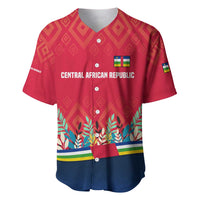 Central African Republic Baseball Jersey with Red Blue Green Tribal Design and National Flag - Wonder Print Shop
