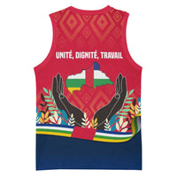Central African Republic Basketball Jersey with Red Blue Green Tribal Design and National Flag - Wonder Print Shop