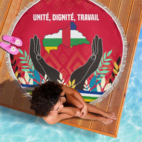 Central African Republic Beach Blanket with Red Blue Green Tribal Design and National Flag - Wonder Print Shop