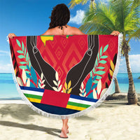 Central African Republic Beach Blanket with Red Blue Green Tribal Design and National Flag - Wonder Print Shop