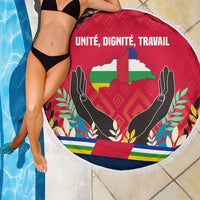 Central African Republic Beach Blanket with Red Blue Green Tribal Design and National Flag - Wonder Print Shop